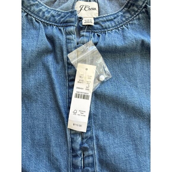 J.Crew Denim T-Shirt Dress Women's Size XXS NWT Boho Picnic Cottage Core Spring - Picture 3 of 8